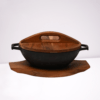 Cast Iron Wok 9" with Wood Base & Lid